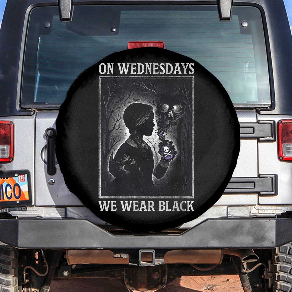On Wednesdays We Wear Black Spare Tire Cover Tarot Card Goth Halloween TS10 No hole Black Print Your Wear