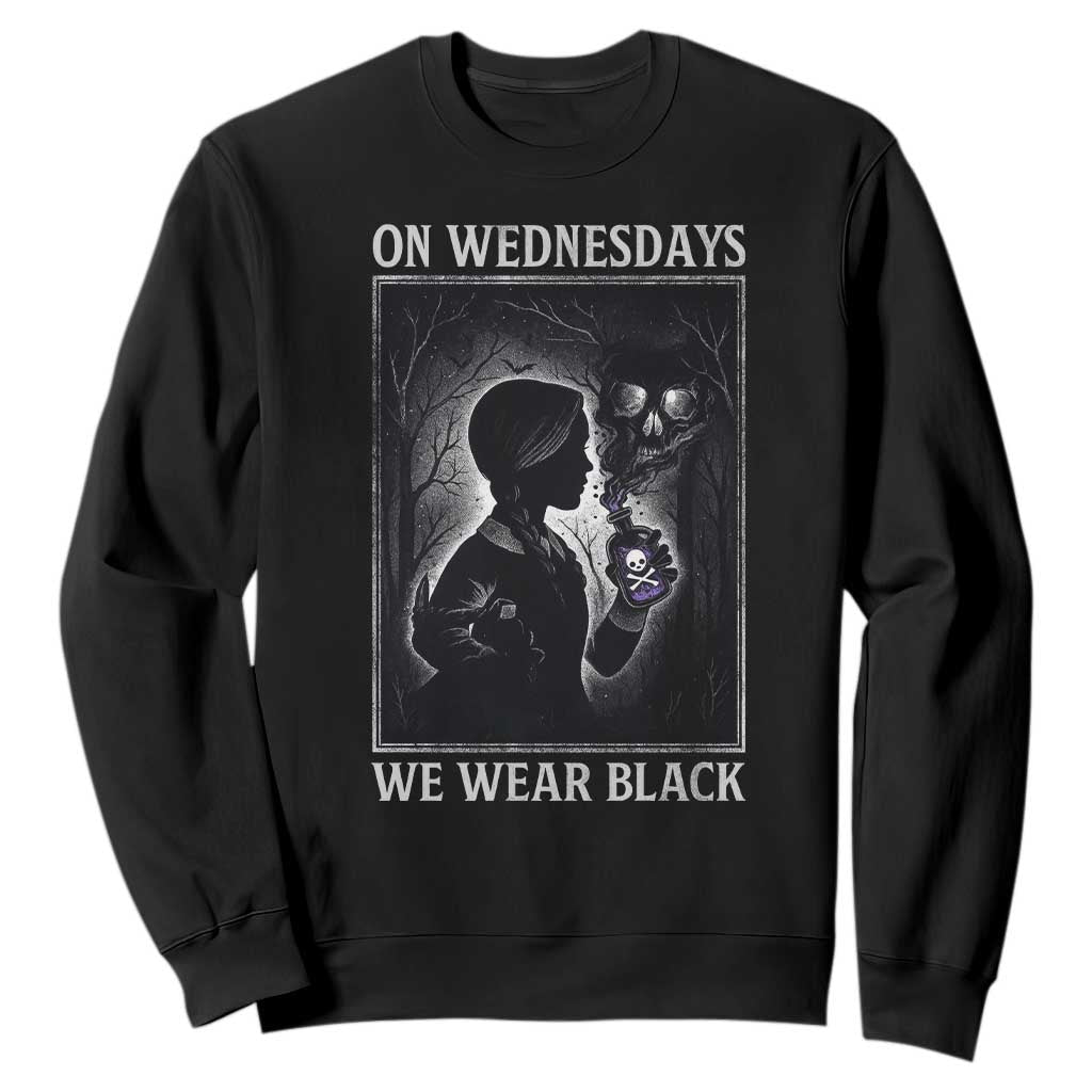 On Wednesdays We Wear Black Sweatshirt Tarot Card Goth Halloween TS10 Black Print Your Wear