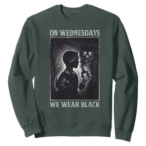 On Wednesdays We Wear Black Sweatshirt Tarot Card Goth Halloween TS10 Dark Forest Green Print Your Wear