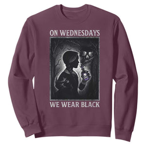 On Wednesdays We Wear Black Sweatshirt Tarot Card Goth Halloween TS10 Maroon Print Your Wear