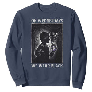On Wednesdays We Wear Black Sweatshirt Tarot Card Goth Halloween TS10 Navy Print Your Wear