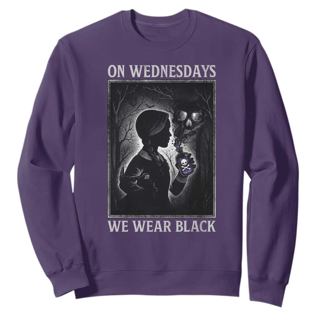 On Wednesdays We Wear Black Sweatshirt Tarot Card Goth Halloween TS10 Purple Print Your Wear