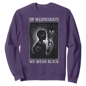 On Wednesdays We Wear Black Sweatshirt Tarot Card Goth Halloween TS10 Purple Print Your Wear