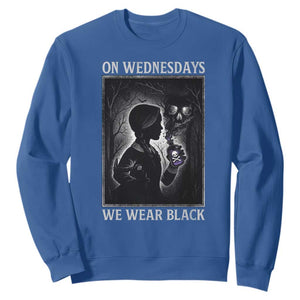On Wednesdays We Wear Black Sweatshirt Tarot Card Goth Halloween TS10 Royal Blue Print Your Wear