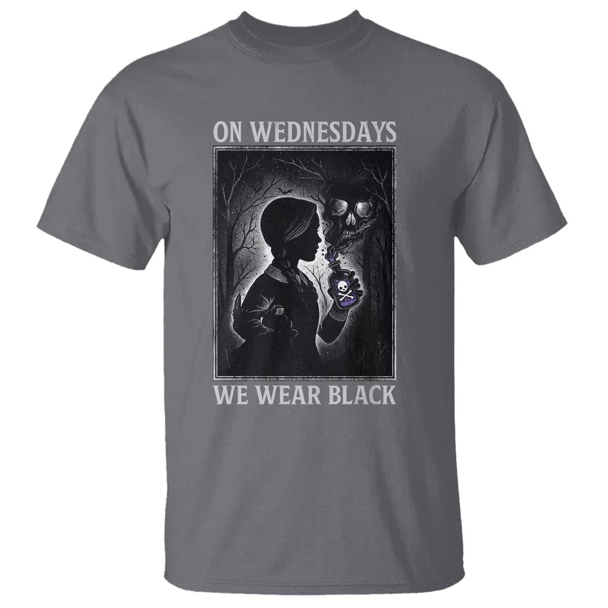 On Wednesdays We Wear Black T Shirt Tarot Card Goth Halloween TS10 Charcoal Print Your Wear