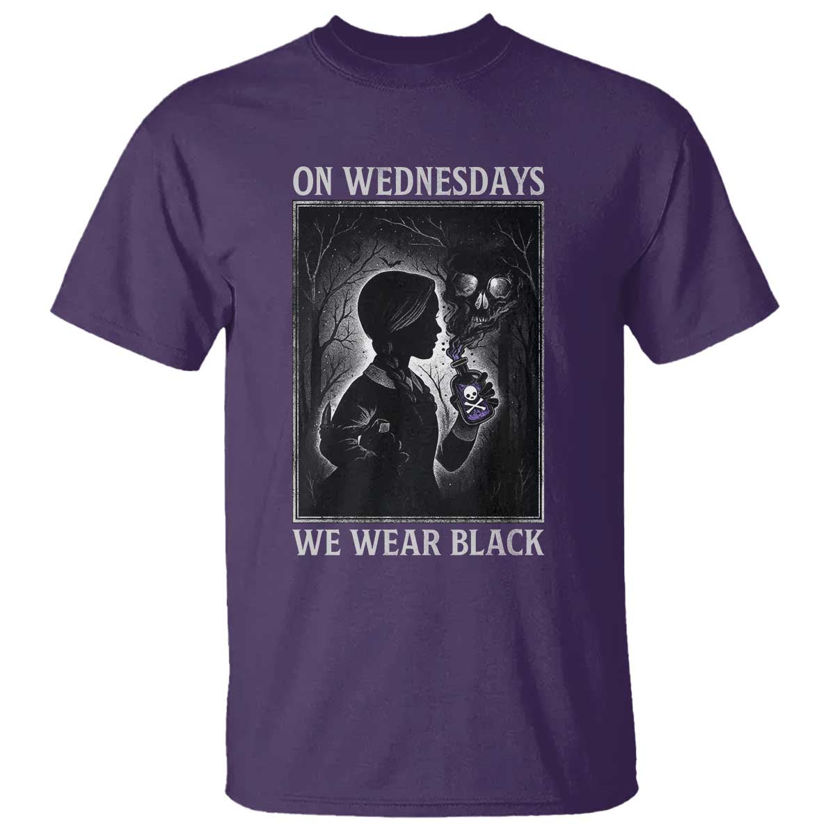 On Wednesdays We Wear Black T Shirt Tarot Card Goth Halloween TS10 Purple Print Your Wear