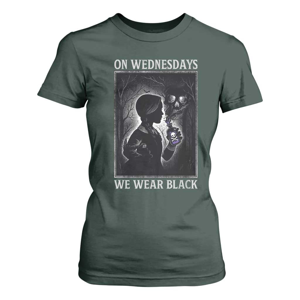 On Wednesdays We Wear Black T Shirt For Women Tarot Card Goth Halloween TS10 Dark Forest Green Print Your Wear