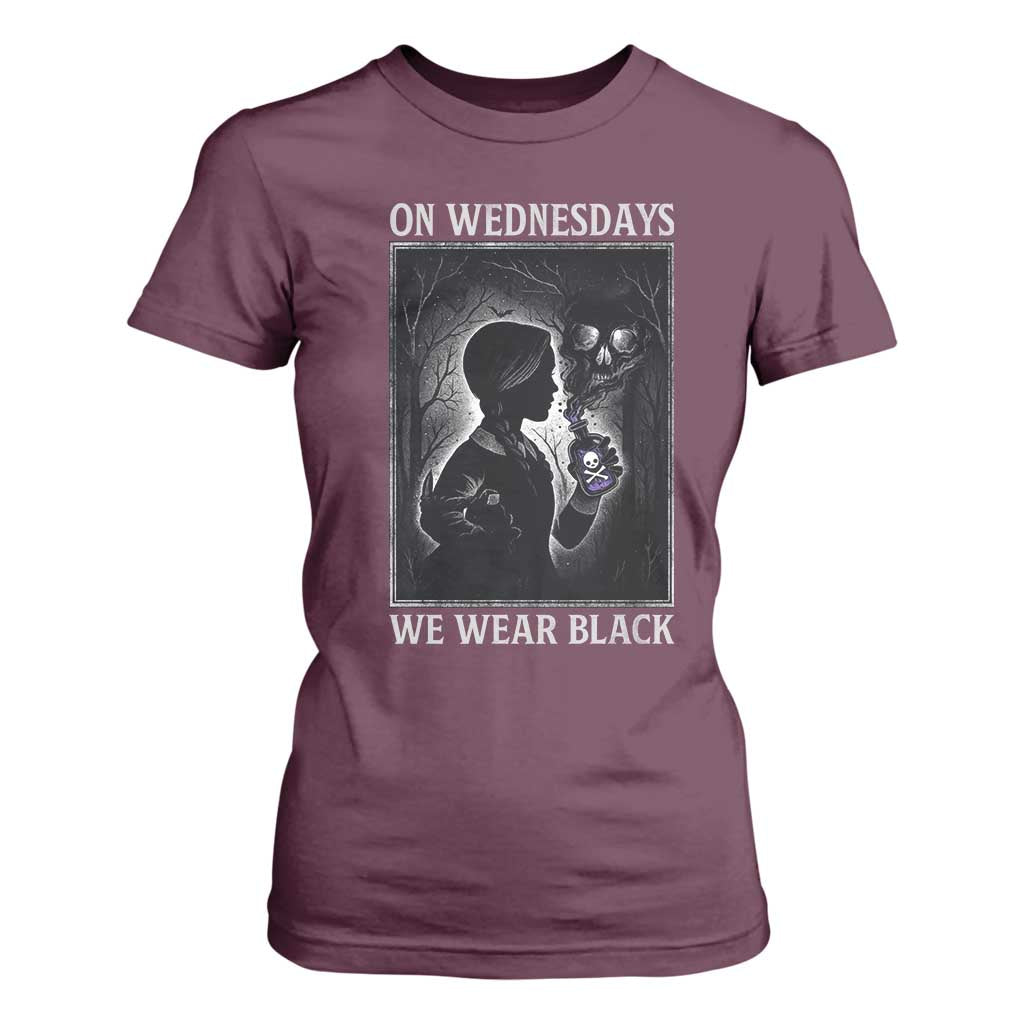 On Wednesdays We Wear Black T Shirt For Women Tarot Card Goth Halloween TS10 Maroon Print Your Wear