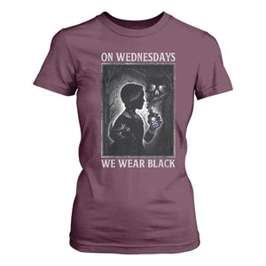 On Wednesdays We Wear Black T Shirt For Women Tarot Card Goth Halloween TS10 Maroon Print Your Wear