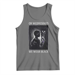 On Wednesdays We Wear Black Tank Top Tarot Card Goth Halloween TS10 Black Heather Print Your Wear