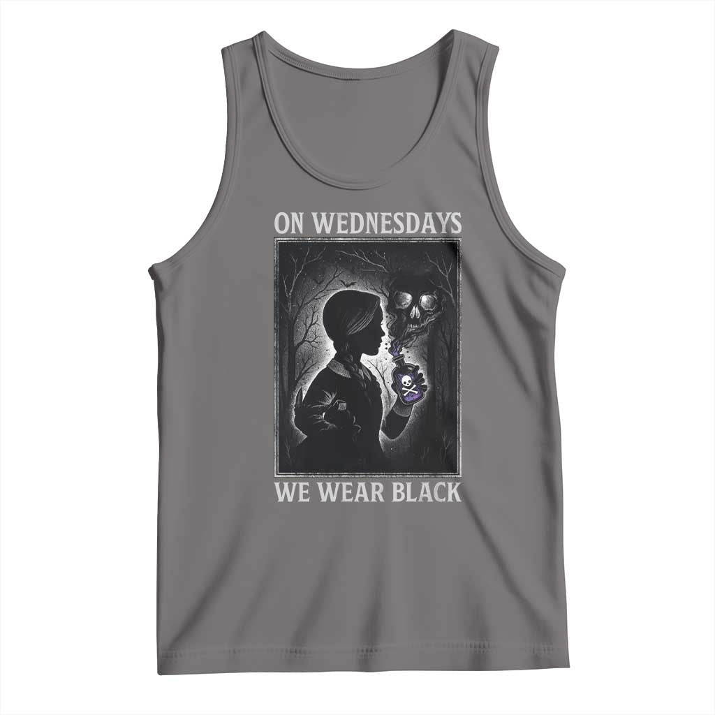 On Wednesdays We Wear Black Tank Top Tarot Card Goth Halloween TS10 Deep Heather Print Your Wear