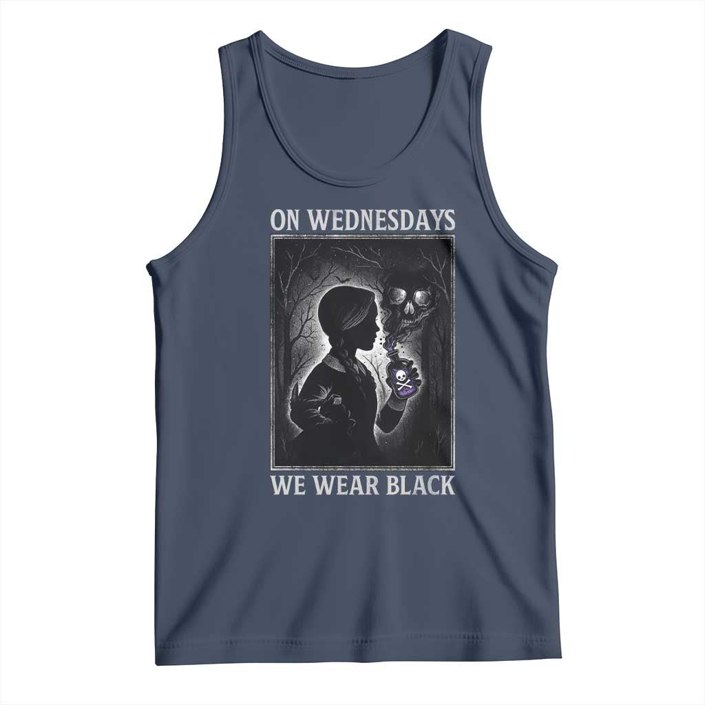 On Wednesdays We Wear Black Tank Top Tarot Card Goth Halloween TS10 Navy Print Your Wear