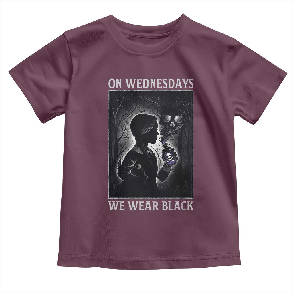 On Wednesdays We Wear Black Toddler T Shirt Tarot Card Goth Halloween TS10 Maroon Print Your Wear