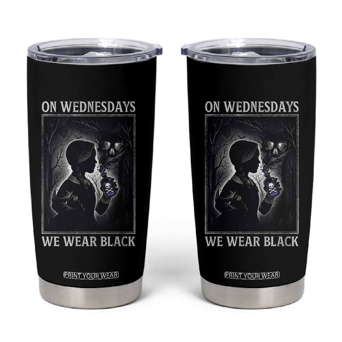 On Wednesdays We Wear Black Tumbler Cup Tarot Card Goth Halloween TS10 Black Print Your Wear