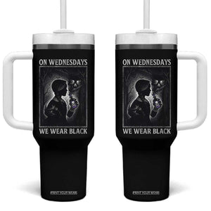 On Wednesdays We Wear Black Tumbler With Handle Tarot Card Goth Halloween TS10 One Size: 40 oz Black Print Your Wear