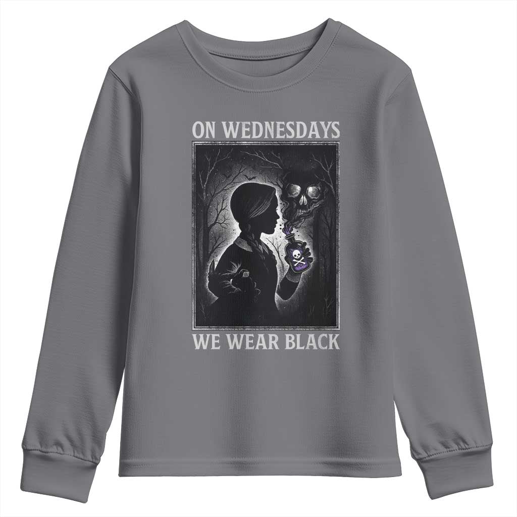 On Wednesdays We Wear Black Youth Sweatshirt Tarot Card Goth Halloween TS10 Charcoal Print Your Wear