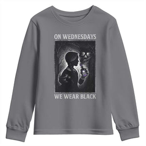 On Wednesdays We Wear Black Youth Sweatshirt Tarot Card Goth Halloween TS10 Charcoal Print Your Wear