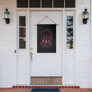 In October We Wear Pink Witches Garden Flag Spooky Breast Cancer Witch Halloween Pink Ribbon TS10 Print Your Wear