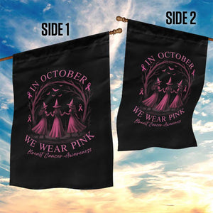 In October We Wear Pink Witches Garden Flag Spooky Breast Cancer Witch Halloween Pink Ribbon TS10 Print Your Wear