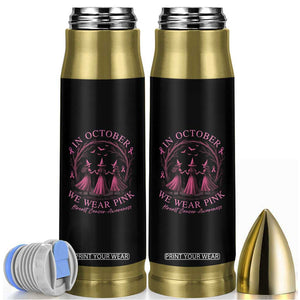 In October We Wear Pink Witches Bullet Tumbler Spooky Breast Cancer Witch Halloween Pink Ribbon TS10 Black Print Your Wear