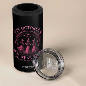 In October We Wear Pink Witches 4 in 1 Can Cooler Tumbler Spooky Breast Cancer Witch Halloween Pink Ribbon TS10 Print Your Wear