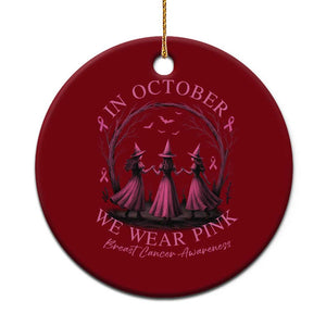 In October We Wear Pink Witches Ceramic Ornament Spooky Breast Cancer Witch Halloween Pink Ribbon TS10 1pc Red Print Your Wear