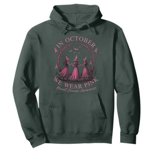 In October We Wear Pink Witches Hoodie Spooky Breast Cancer Witch Halloween Pink Ribbon TS10 Dark Forest Green Print Your Wear