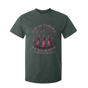 In October We Wear Pink Witches T Shirt For Kid Spooky Breast Cancer Witch Halloween Pink Ribbon TS10 Dark Forest Green Print Your Wear