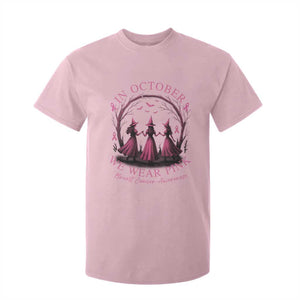 In October We Wear Pink Witches T Shirt For Kid Spooky Breast Cancer Witch Halloween Pink Ribbon TS10 Light Pink Print Your Wear
