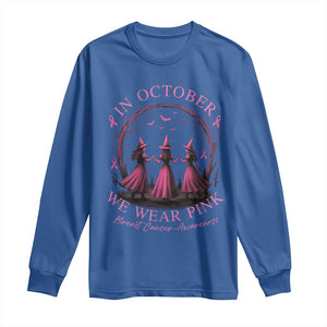 In October We Wear Pink Witches Long Sleeve Shirt Spooky Breast Cancer Witch Halloween Pink Ribbon TS10 Royal Blue Print Your Wear