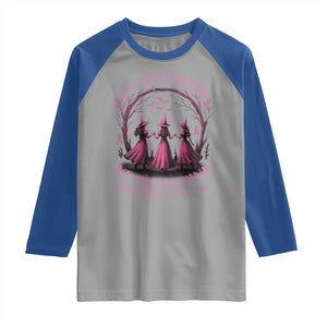 In October We Wear Pink Witches Raglan Shirt Spooky Breast Cancer Witch Halloween Pink Ribbon TS10 Sport Gray Royal Print Your Wear