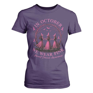 In October We Wear Pink Witches T Shirt For Women Spooky Breast Cancer Witch Halloween Pink Ribbon TS10 Purple Print Your Wear