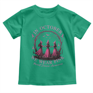 In October We Wear Pink Witches Toddler T Shirt Spooky Breast Cancer Witch Halloween Pink Ribbon TS10 Irish Green Print Your Wear