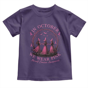 In October We Wear Pink Witches Toddler T Shirt Spooky Breast Cancer Witch Halloween Pink Ribbon TS10 Purple Print Your Wear