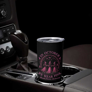 In October We Wear Pink Witches Tumbler Cup Spooky Breast Cancer Witch Halloween Pink Ribbon TS10 Print Your Wear