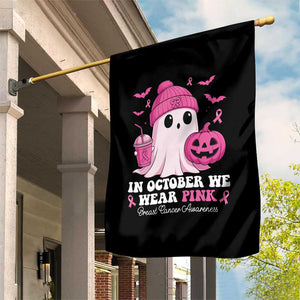 In October We Wear Pink Ghost Garden Flag Halloween Breast Cancer Pink Ribbon Pumpkin TS10 Print Your Wear