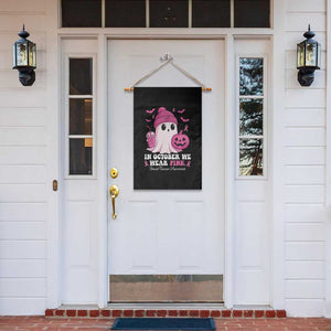 In October We Wear Pink Ghost Garden Flag Halloween Breast Cancer Pink Ribbon Pumpkin TS10 Print Your Wear