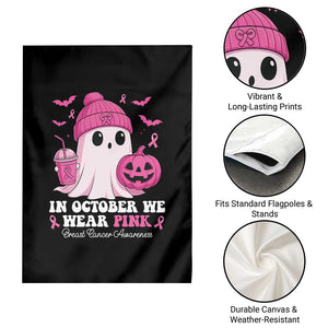 In October We Wear Pink Ghost Garden Flag Halloween Breast Cancer Pink Ribbon Pumpkin TS10 Print Your Wear