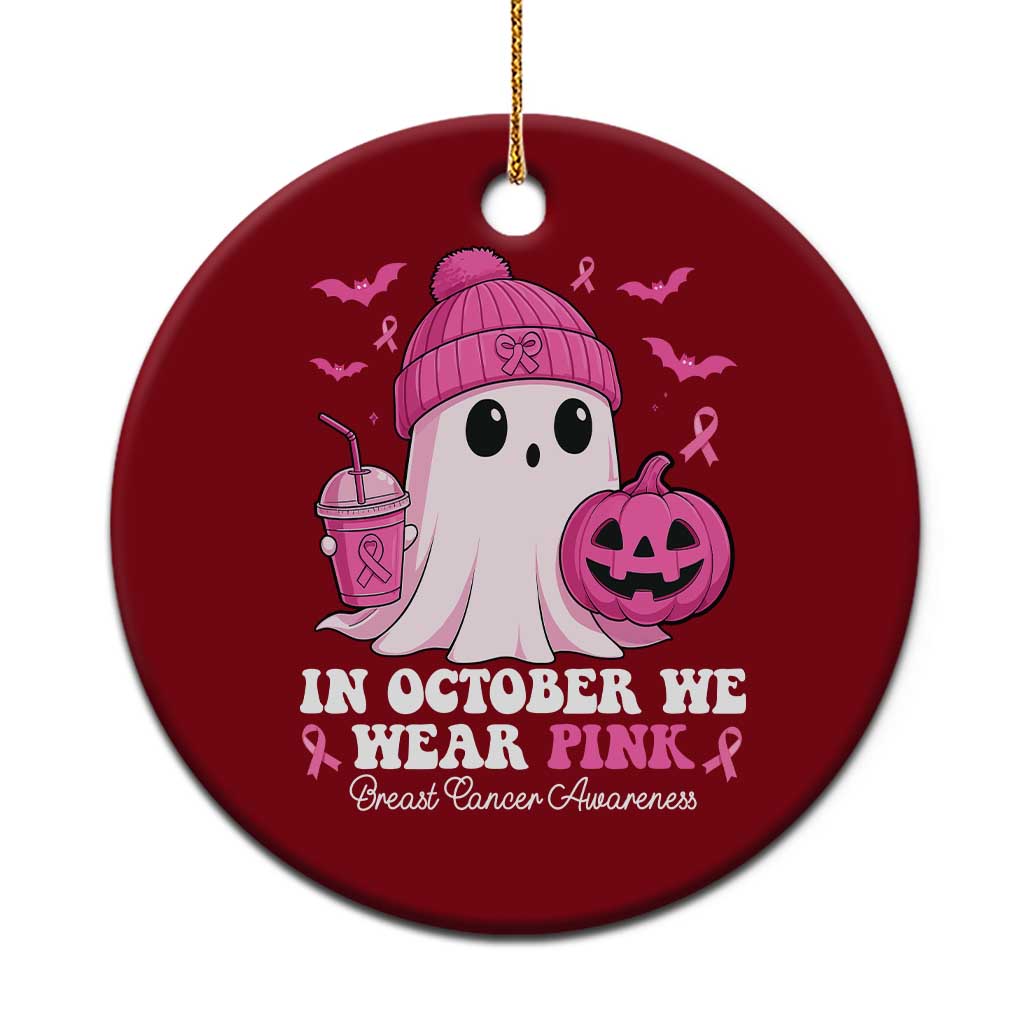 In October We Wear Pink Ghost Ceramic Ornament Halloween Breast Cancer Pink Ribbon Pumpkin TS10 1pc Red Print Your Wear