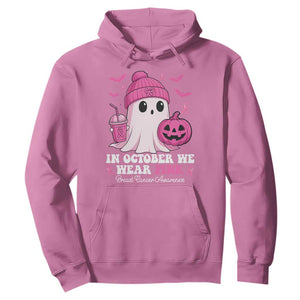 In October We Wear Pink Ghost Hoodie Halloween Breast Cancer Pink Ribbon Pumpkin TS10 Azalea Print Your Wear