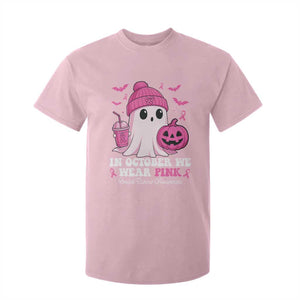 In October We Wear Pink Ghost T Shirt For Kid Halloween Breast Cancer Pink Ribbon Pumpkin TS10 Light Pink Print Your Wear