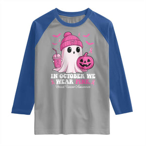 In October We Wear Pink Ghost Raglan Shirt Halloween Breast Cancer Pink Ribbon Pumpkin TS10 Sport Gray Royal Print Your Wear