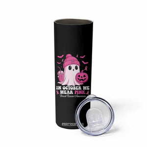 In October We Wear Pink Ghost Skinny Tumbler Halloween Breast Cancer Pink Ribbon Pumpkin TS10 Print Your Wear