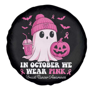 In October We Wear Pink Ghost Spare Tire Cover Halloween Breast Cancer Pink Ribbon Pumpkin TS10 Print Your Wear