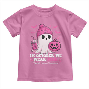 In October We Wear Pink Ghost Toddler T Shirt Halloween Breast Cancer Pink Ribbon Pumpkin TS10 Azalea Print Your Wear