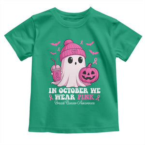In October We Wear Pink Ghost Toddler T Shirt Halloween Breast Cancer Pink Ribbon Pumpkin TS10 Irish Green Print Your Wear