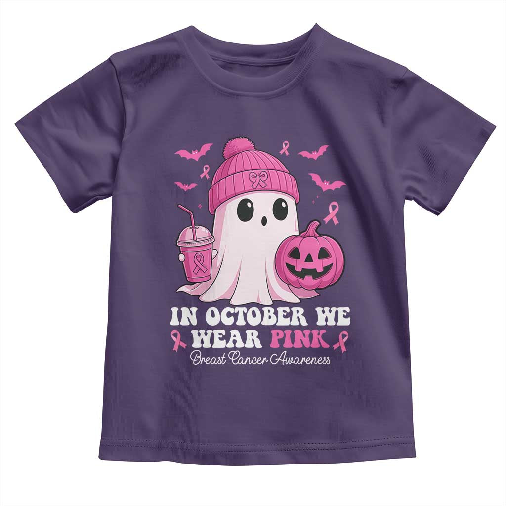 In October We Wear Pink Ghost Toddler T Shirt Halloween Breast Cancer Pink Ribbon Pumpkin TS10 Purple Print Your Wear