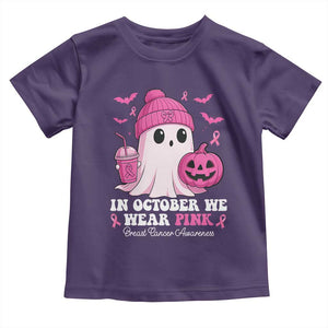 In October We Wear Pink Ghost Toddler T Shirt Halloween Breast Cancer Pink Ribbon Pumpkin TS10 Purple Print Your Wear