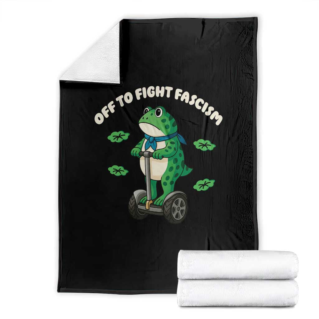 Portland Frog Throw Blanket Off to Fight Fascism Inflatable Costume Protest TS10 Black Print Your Wear