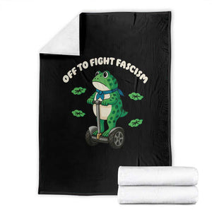 Portland Frog Throw Blanket Off to Fight Fascism Inflatable Costume Protest TS10 Black Print Your Wear